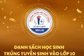 DANH SÁCH HỌC SINH TRÚNG TUYỂN VÀO LỚP 10 – NĂM HỌC 2024-2025