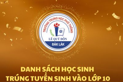 DANH SÁCH HỌC SINH TRÚNG TUYỂN VÀO LỚP 10 – NĂM HỌC 2024-2025