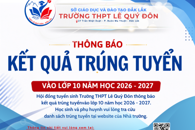 THÔNG BÁO VỀ VIỆC NỘP HỒ SƠ NHẬP HỌC ĐỐI VỚI HỌC SINH TRÚNG TUYỂN VÀO LỚP 10  NĂM HỌC 2026 – 2027