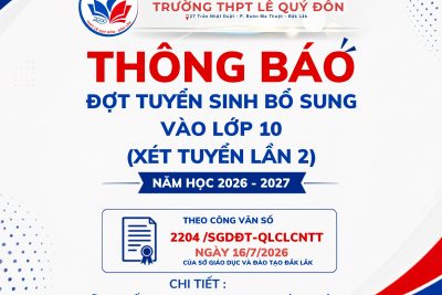 THÔNG BÁO XÉT TUYỂN LẦN 2 (ĐỢT TUYỂN SINH BỔ SUNG) – NH 2026-2027