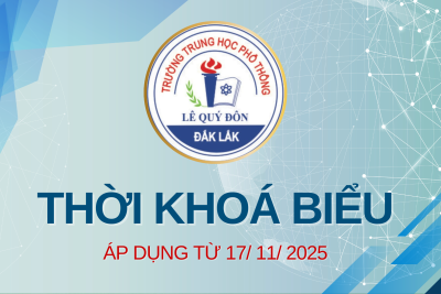 THỜI KHÓA BIỂU ÁP DỤNG TỪ 17/11/2025